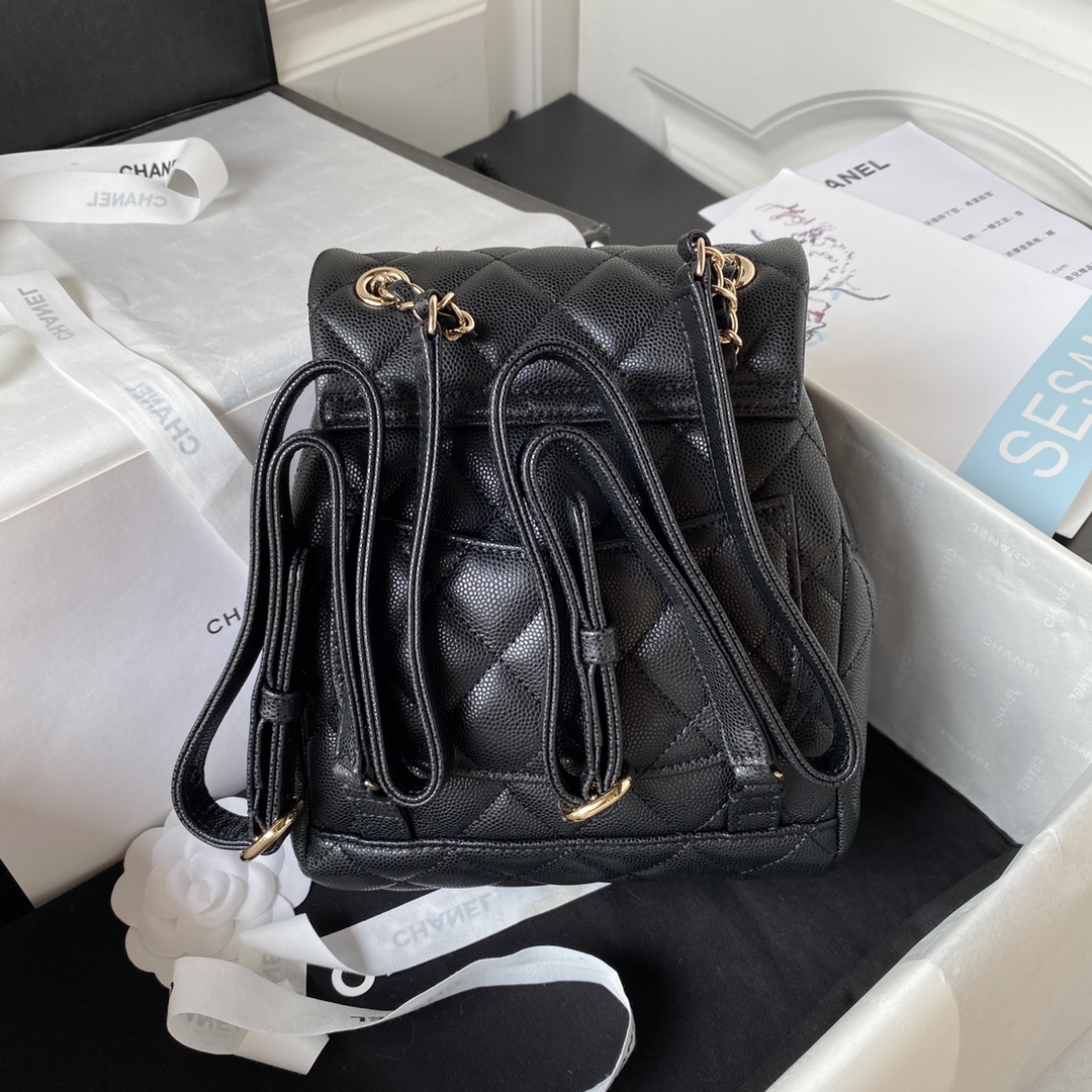 Caviar Leather Mini Backpack AS4058 Black